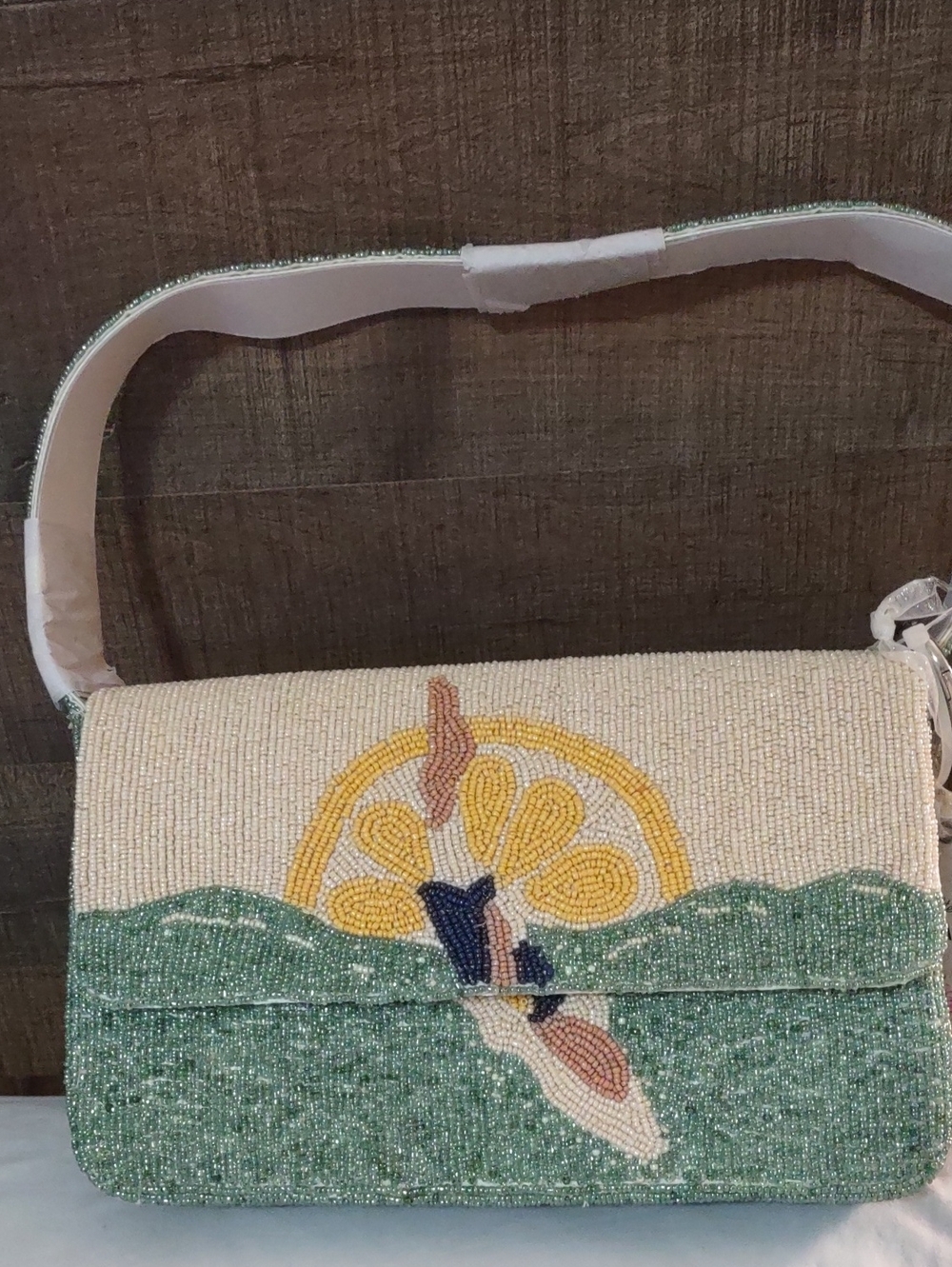 NWT Viral Made In India Beaded Lemon Swimmer Diver Bag